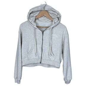 American Eagle Womens Small Full Zip Hoodie Sweatshirt Spell Out‎ Gray